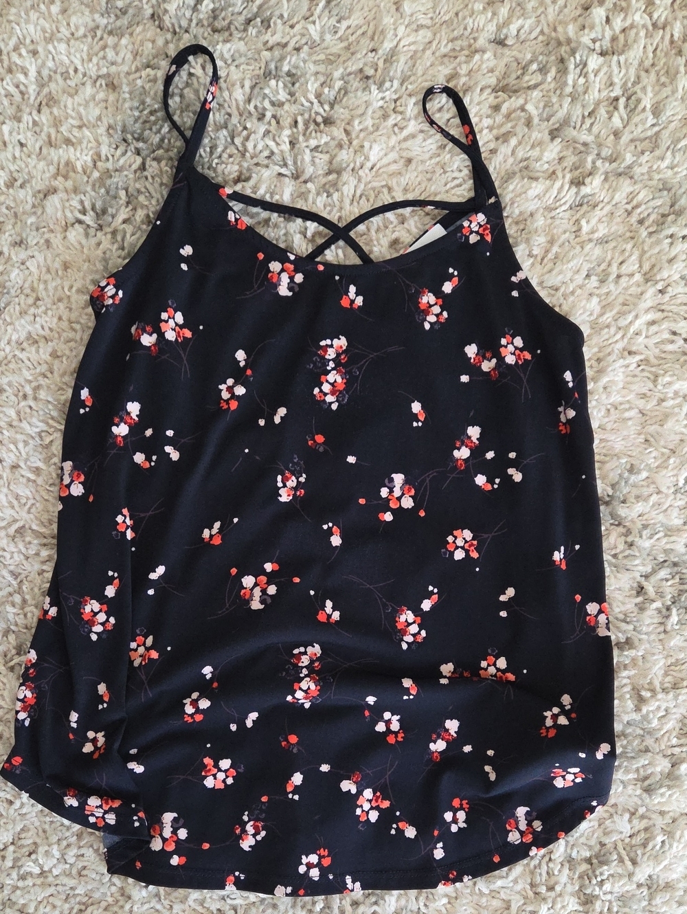 Kaileigh Blue Floral Crisscross Strap Cami